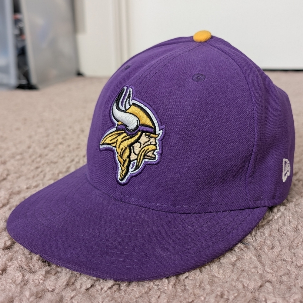59FIFTY New Era Minnesota Vikings Purple Gold Fitted Hat Size 6 7/8